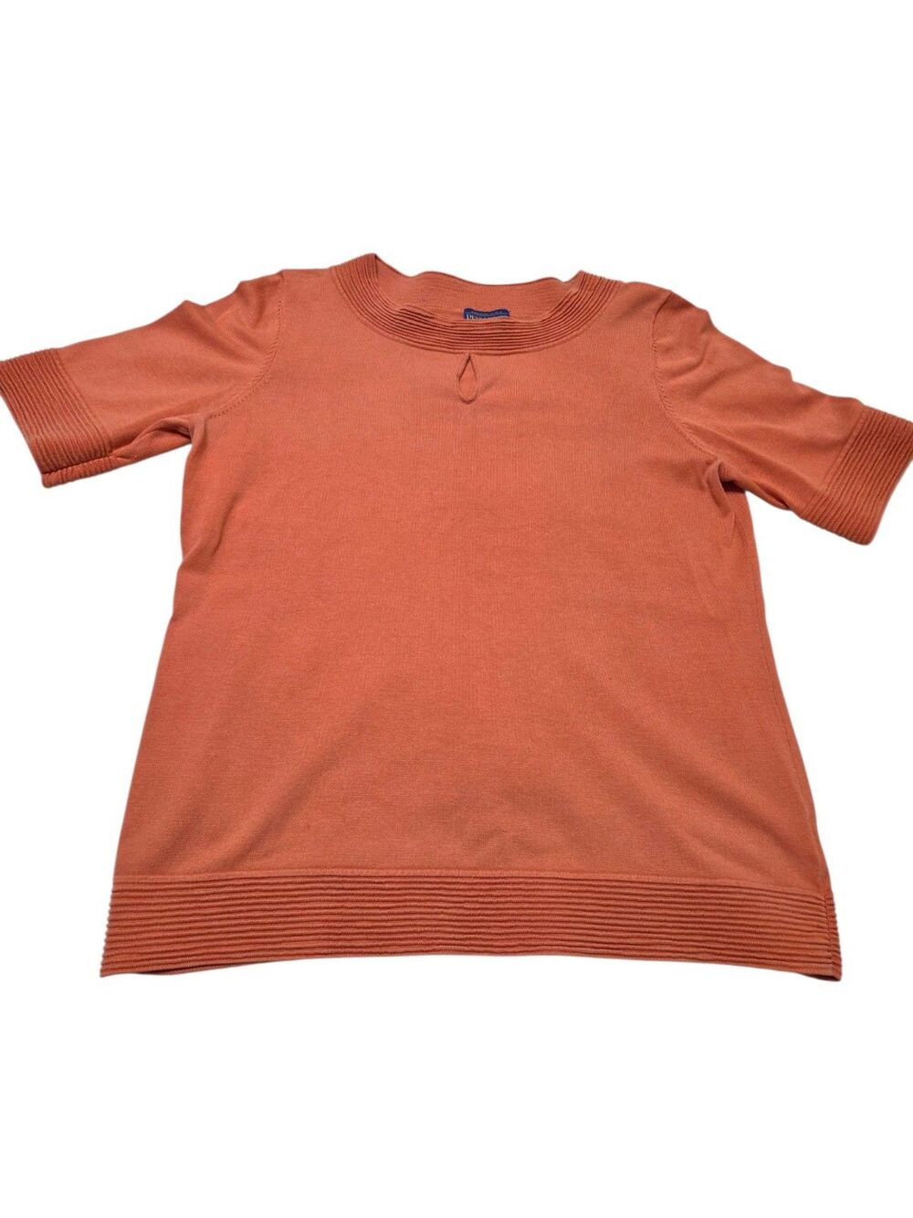 Pendleton Short Sleeve Sweater Women's S Silk Blend Orange Keyhole Neck C35.1